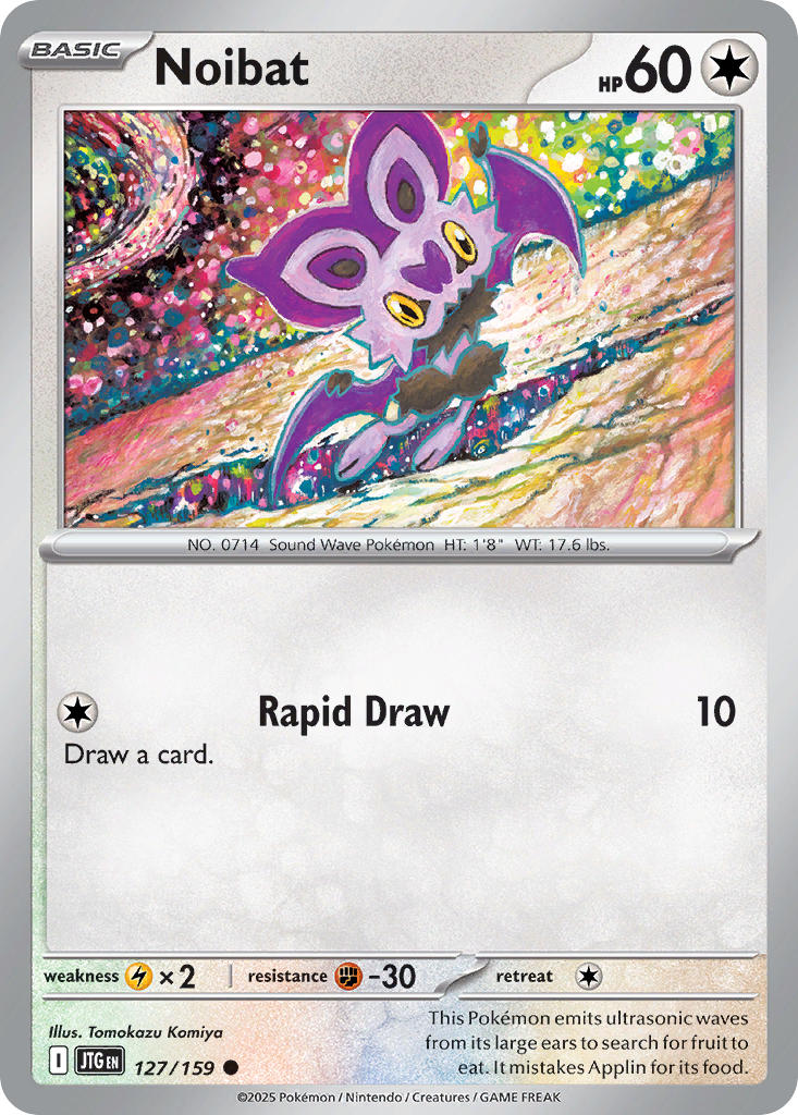 (127/159) Pokemon TCG Journey Together Single: Noibat  Reverse Holo Common