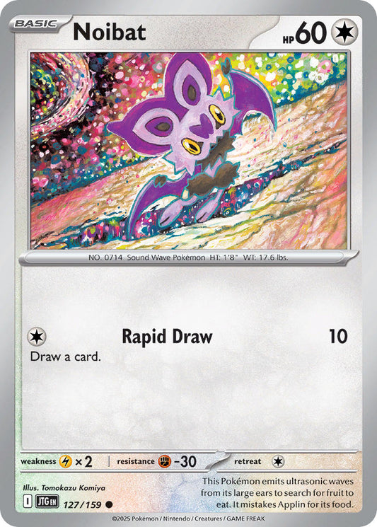 (127/159) Pokemon TCG Journey Together Single: Noibat  Reverse Holo Common