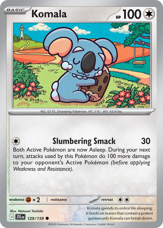 (129/159) Pokemon TCG Journey Together Single: Komala  Reverse Holo Common