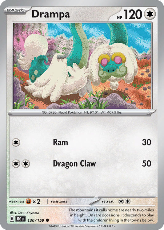 (130/159) Pokemon TCG Journey Together Single: Drampa  Reverse Holo Common