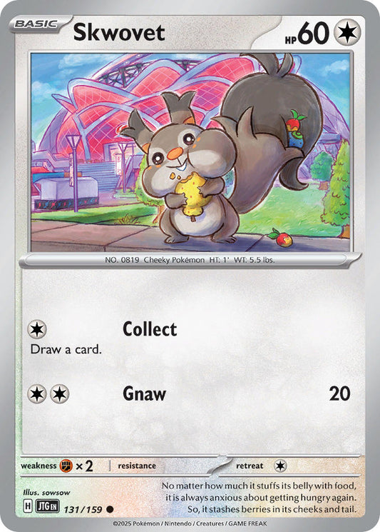 (131/159) Pokemon TCG Journey Together Single: Skwovet  Reverse Holo Common