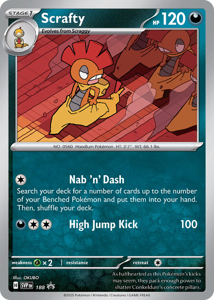 (188) Pokemon TCG SV Black Star Promos Single: Scrafty   Promo