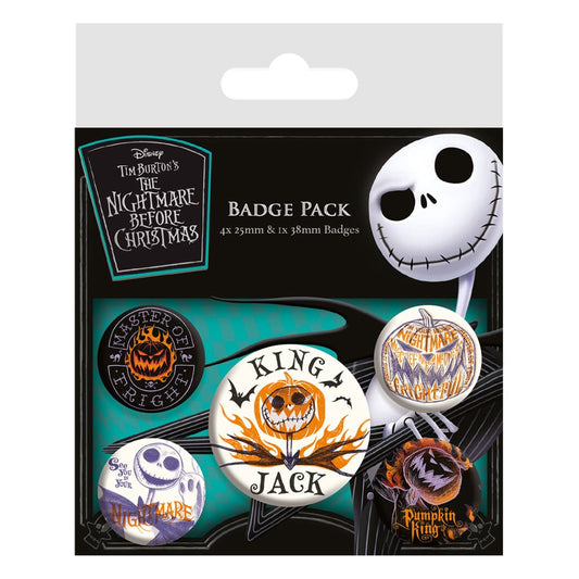 Nightmare Before Christmas Pin-Back Badges 5-Pack Colorful Shadows