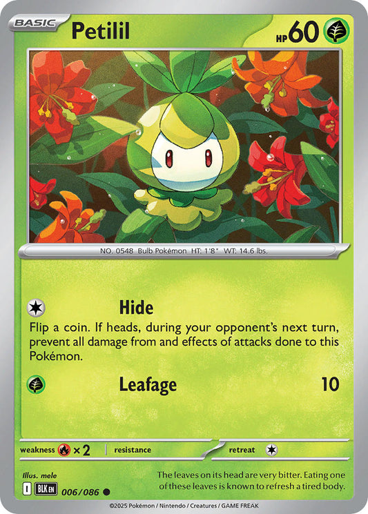 (006/086) Pokemon TCG Black Bolt Single: Petilil  Reverse Holo Common