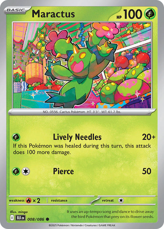 (008/086) Pokemon TCG Black Bolt: Additionals Single: Maractus   Common Master Ball Holo