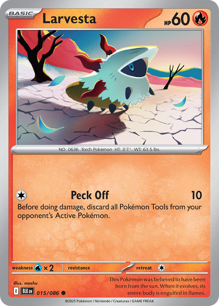 (015/086) Pokemon TCG Black Bolt Single: Larvesta   Common
