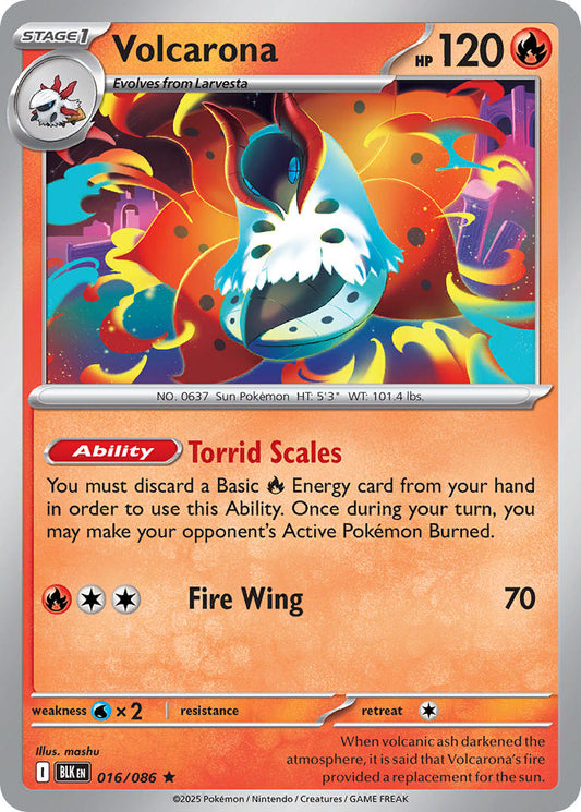 (016/086) Pokemon TCG Black Bolt Single: Volcarona   Rare