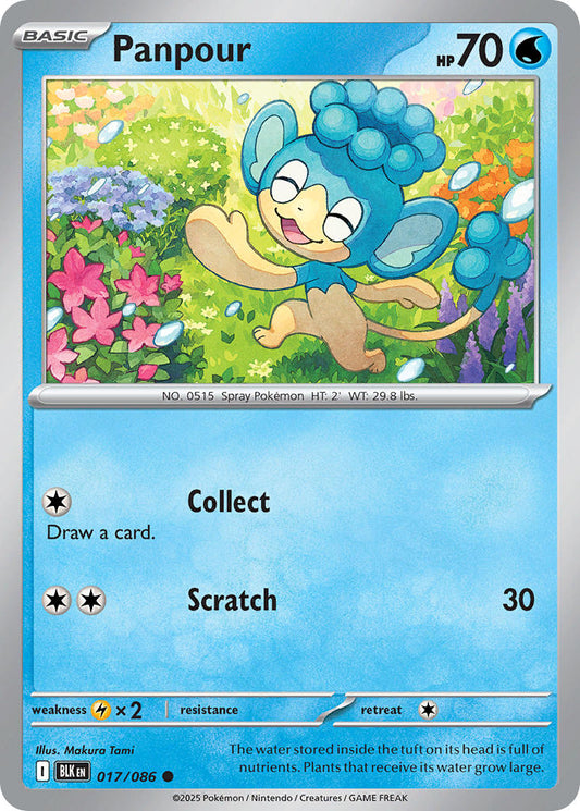 (017/086) Pokemon TCG Black Bolt Single: Panpour  Reverse Holo Common