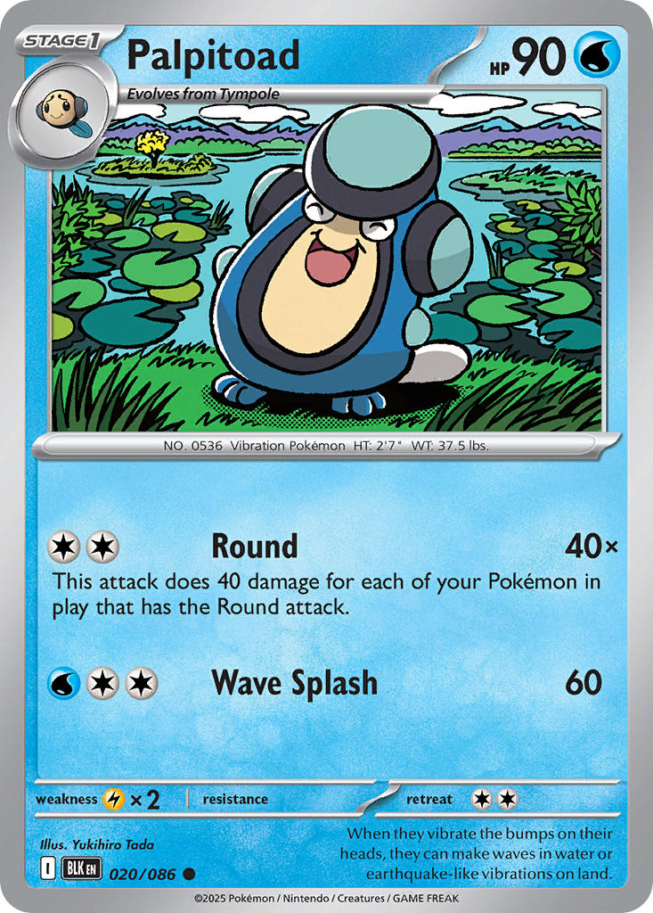 (020/086) Pokemon TCG Black Bolt Single: Palpitoad  Reverse Holo Common