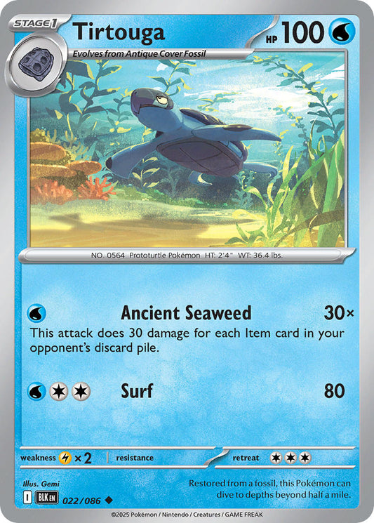 (022/086) Pokemon TCG Black Bolt: Additionals Single: Tirtouga   Uncommon Poké Ball Holo
