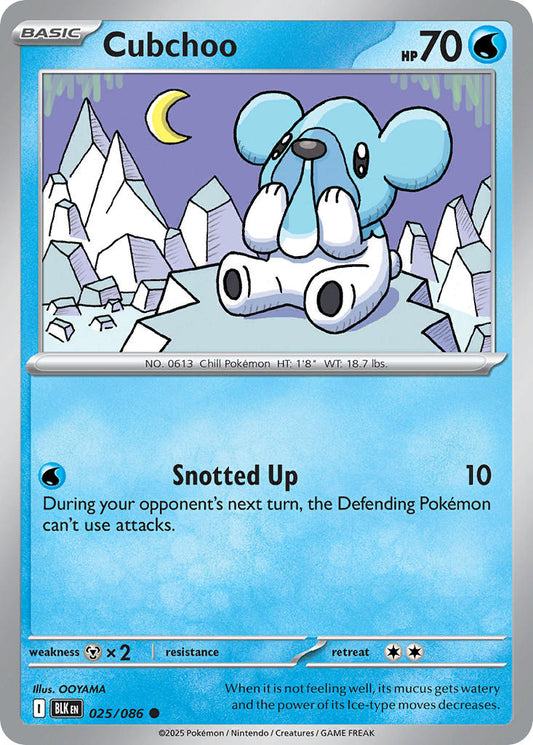 (025/086) Pokemon TCG Black Bolt: Additionals Single: Cubchoo   Common Master Ball Holo