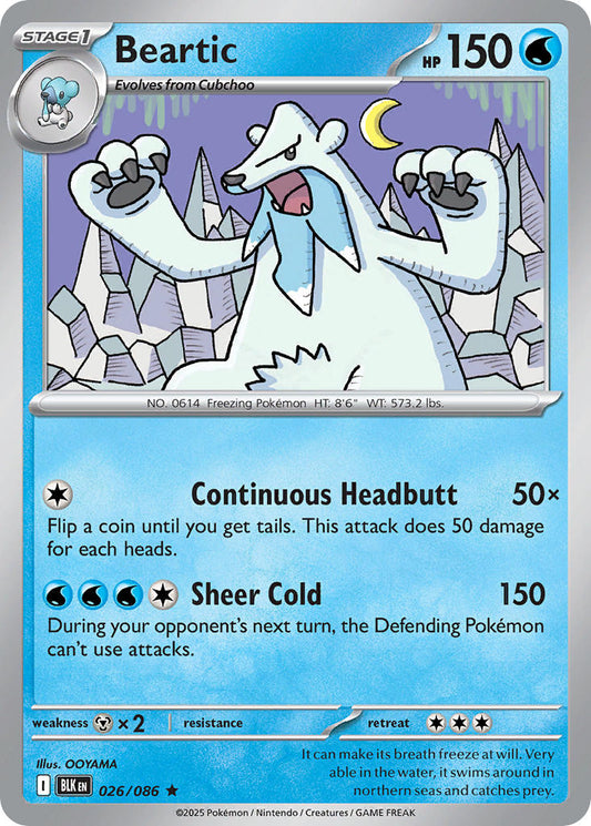 (026/086) Pokemon TCG Black Bolt Single: Beartic  Reverse Holo Rare