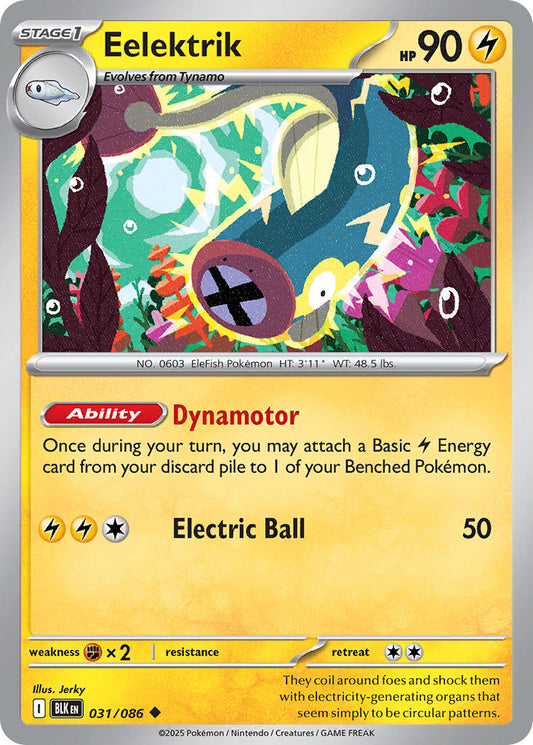 (031/086) Pokemon TCG Black Bolt Single: Eelektrik   Uncommon