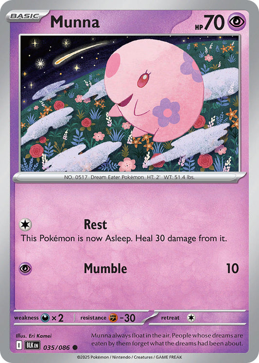 (035/086) Pokemon TCG Black Bolt Single: Munna  Reverse Holo Common