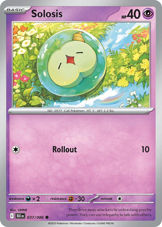 (037/086) Pokemon TCG Black Bolt Single: Solosis  Reverse Holo Common