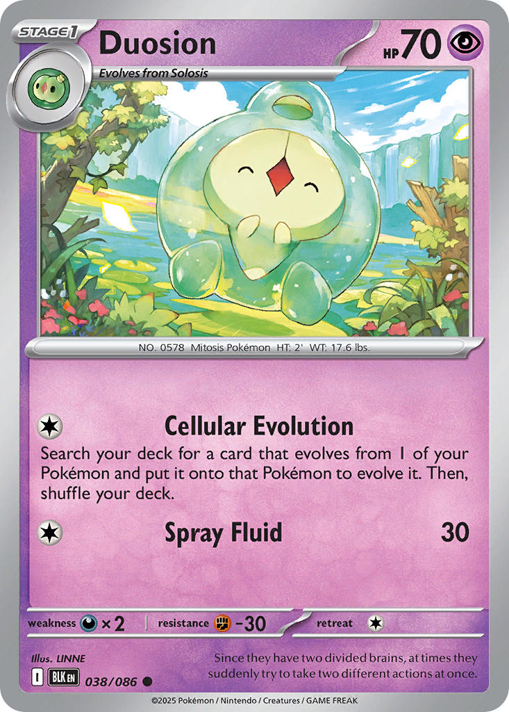 (038/086) Pokemon TCG Black Bolt Single: Duosion  Reverse Holo Common