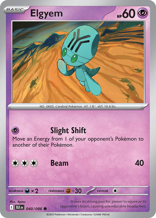 (040/086) Pokemon TCG Black Bolt Single: Elgyem  Reverse Holo Common