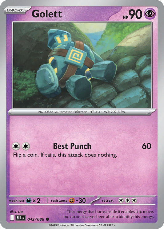 (042/086) Pokemon TCG Black Bolt: Additionals Single: Golett   Common Poké Ball Holo