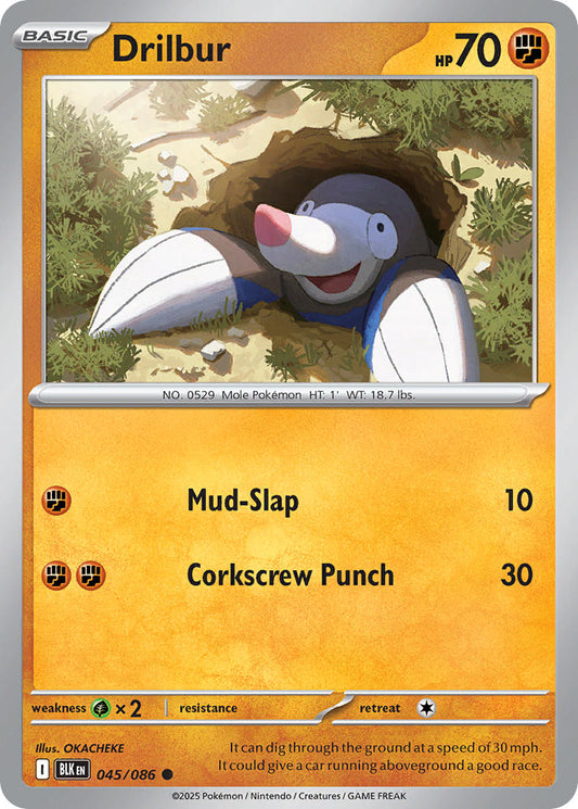 (045/086) Pokemon TCG Black Bolt Single: Drilbur   Common