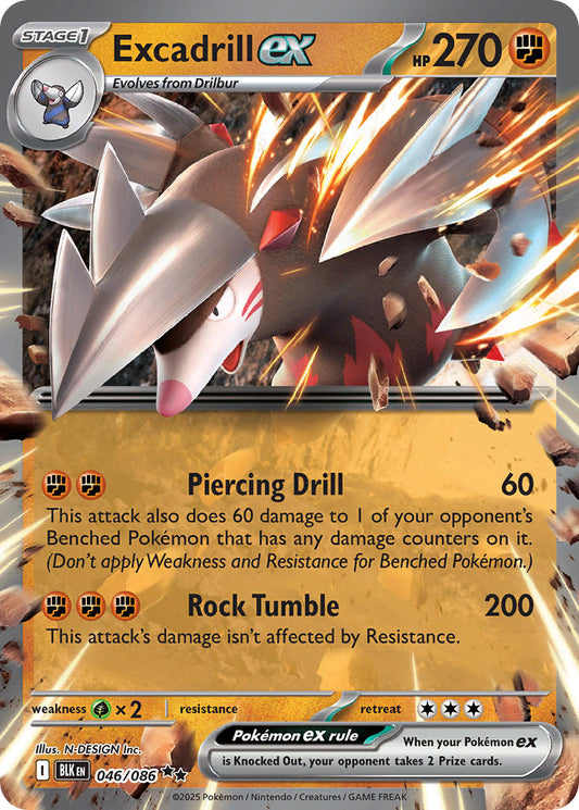 (046/086) Pokemon TCG Black Bolt Single: Excadrill ex   Double Rare