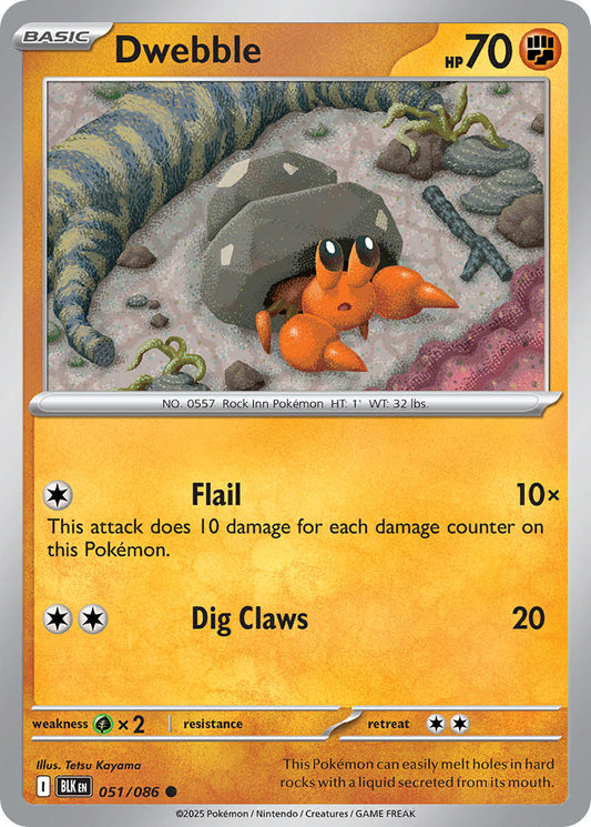 (051/086) Pokemon TCG Black Bolt Single: Dwebble  Reverse Holo Common