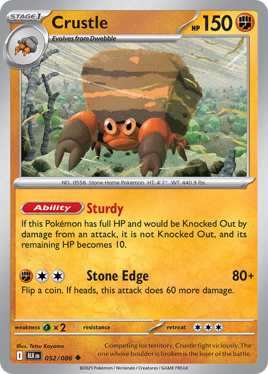 (052/086) Pokemon TCG Black Bolt Single: Crustle  Reverse Holo Uncommon