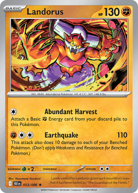 (053/086) Pokemon TCG Black Bolt: Additionals Single: Landorus   Rare Poké Ball Holo