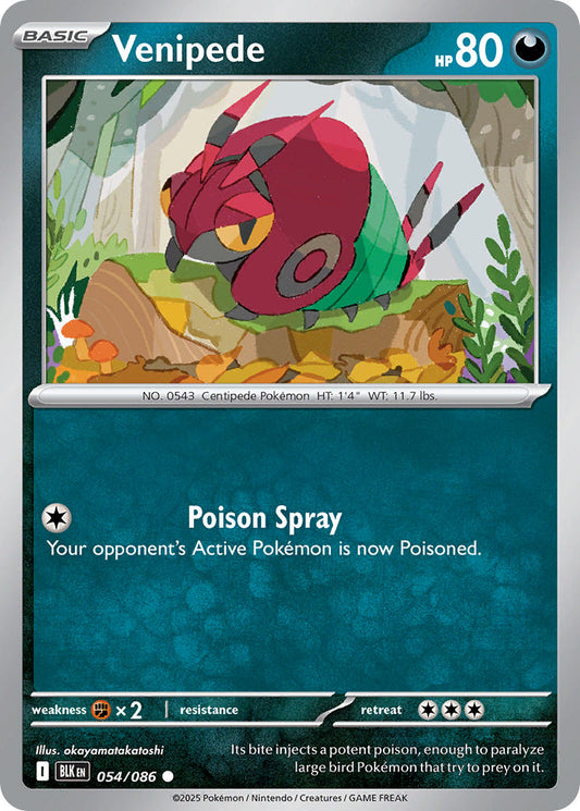 (054/086) Pokemon TCG Black Bolt: Additionals Single: Venipede   Common Poké Ball Holo