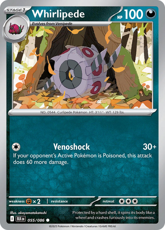 (055/086) Pokemon TCG Black Bolt Single: Whirlipede  Reverse Holo Common