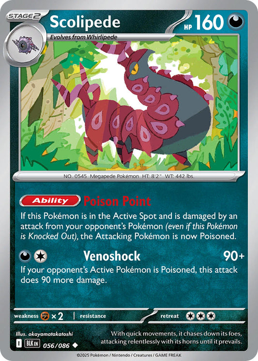 (056/086) Pokemon TCG Black Bolt Single: Scolipede  Reverse Holo Uncommon