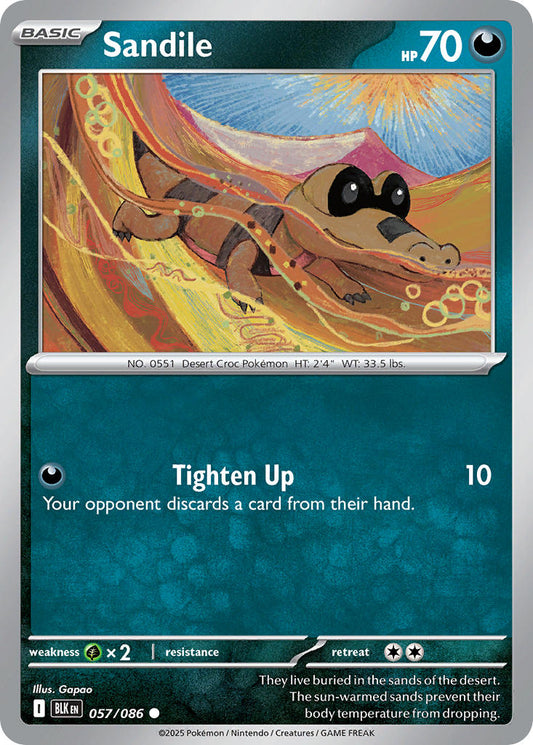 (057/086) Pokemon TCG Black Bolt Single: Sandile  Reverse Holo Common