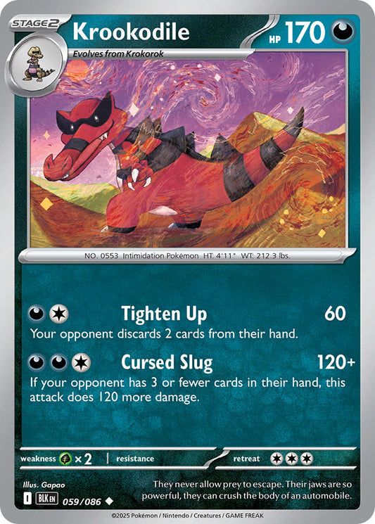 (059/086) Pokemon TCG Black Bolt Single: Krookodile  Reverse Holo Uncommon