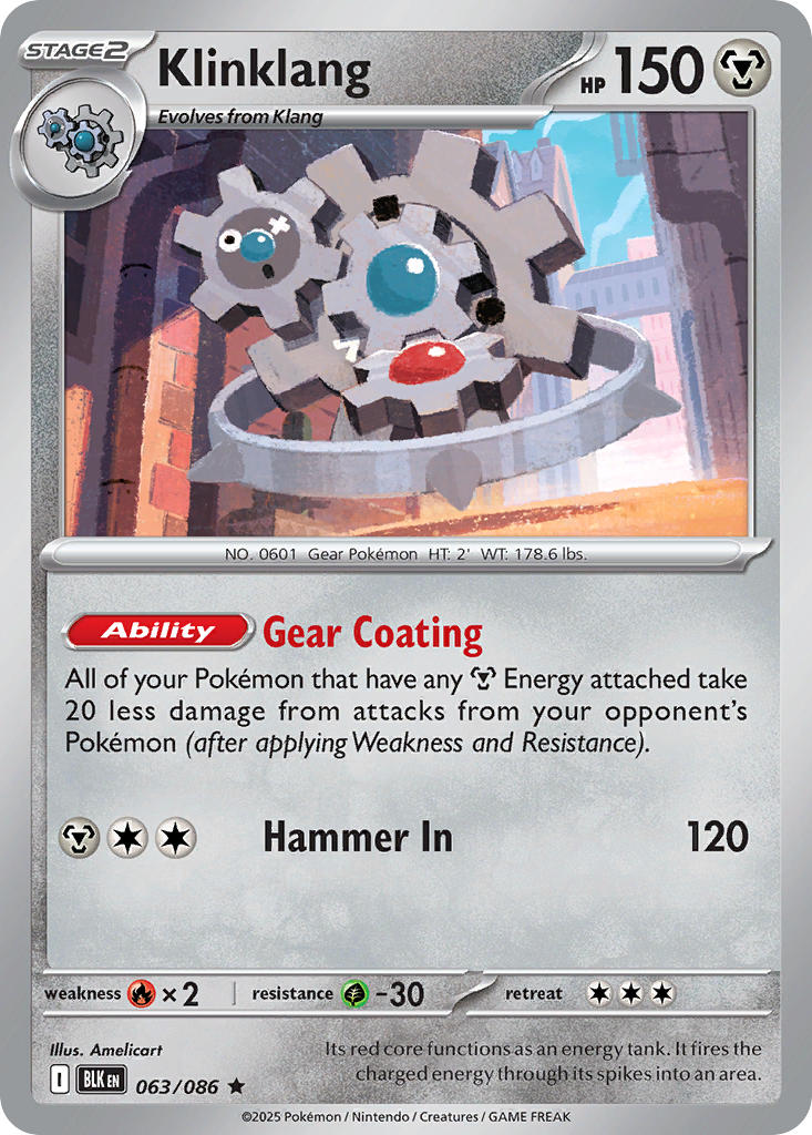 (063/086) Pokemon TCG Black Bolt: Additionals Single: Klinklang   Rare Master Ball Holo