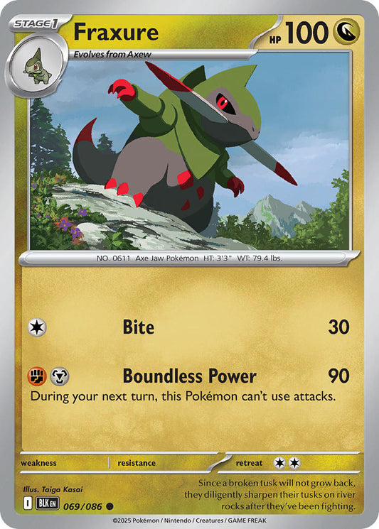 (069/086) Pokemon TCG Black Bolt Single: Fraxure  Reverse Holo Common