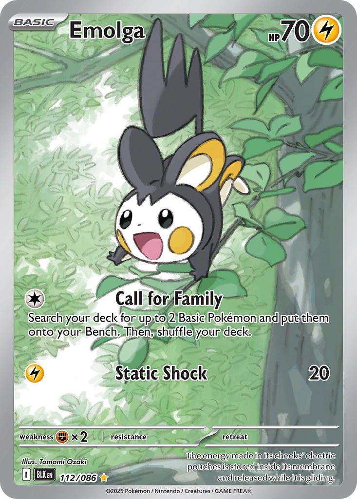(112/086) Pokemon TCG Black Bolt Single: Emolga   Illustration Rare