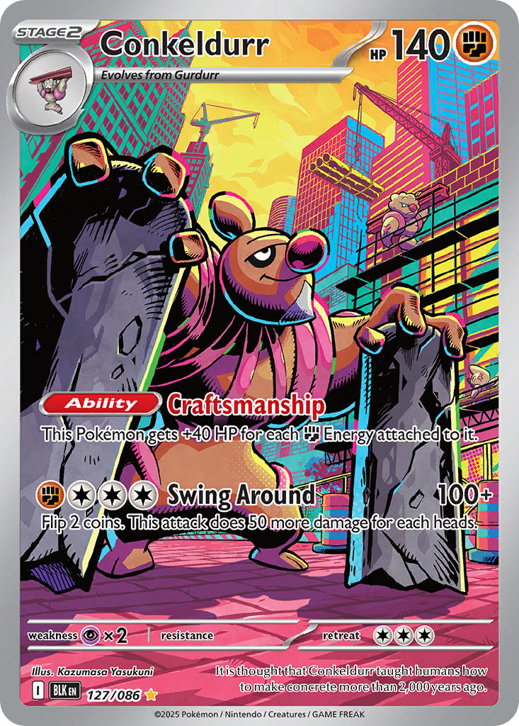 (127/086) Pokemon TCG Black Bolt Single: Conkeldurr   Illustration Rare
