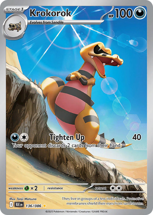 (136/086) Pokemon TCG Black Bolt Single: Krokorok   Illustration Rare