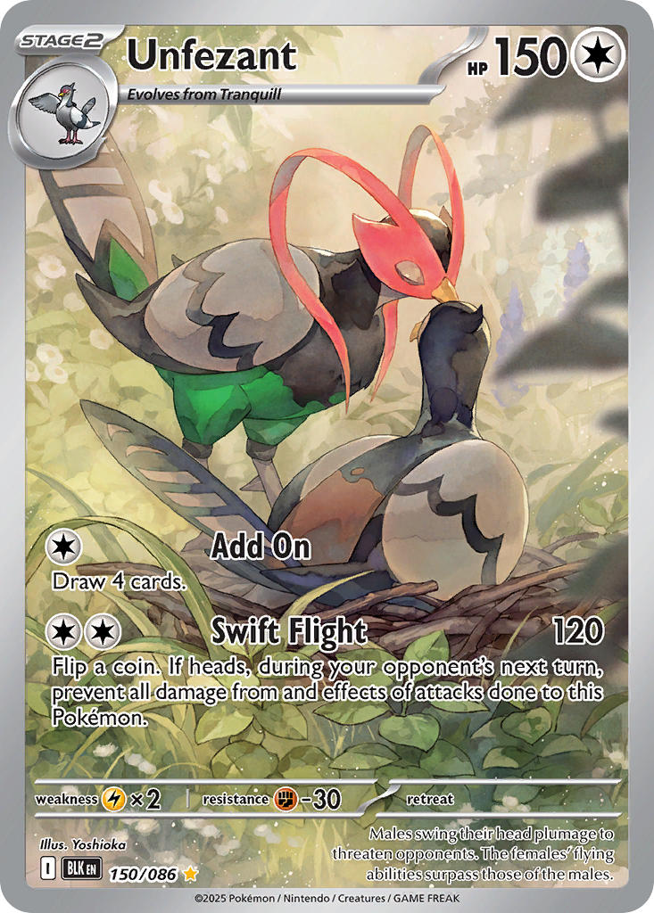 (150/086) Pokemon TCG Black Bolt Single: Unfezant   Illustration Rare