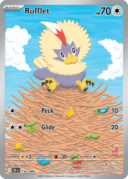 (154/086) Pokemon TCG Black Bolt Single: Rufflet   Illustration Rare