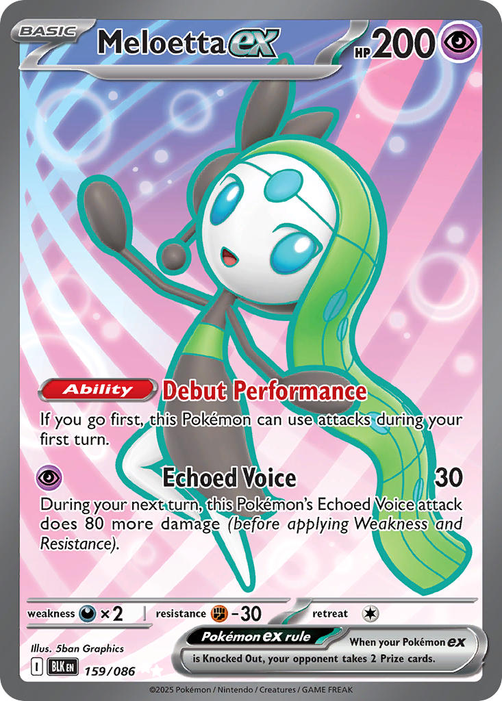 (159/086) Pokemon TCG Black Bolt Single: Meloetta ex   Ultra Rare
