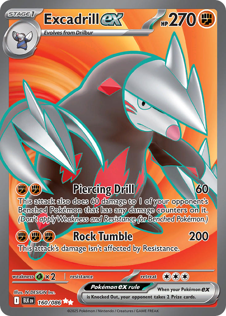 (160/086) Pokemon TCG Black Bolt Single: Excadrill ex   Ultra Rare