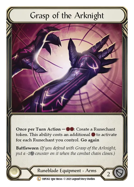 (1HP262) Flesh & Blood TCG History Pack 1 Single: Grasp of the Arknight (Regular)  Legendary