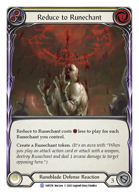 (1HP274) Flesh & Blood TCG History Pack 1 Single: Reduce to Runechant (Yellow) (Regular)  Rare