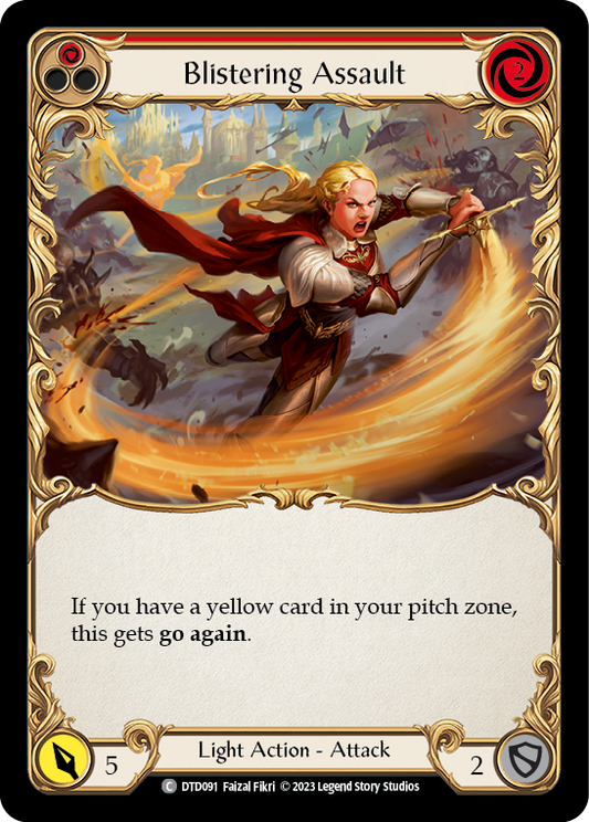 (DTD091) Flesh & Blood TCG Dusk till Dawn Single: Blistering Assault (Red) (Rainbow Foil)  Common