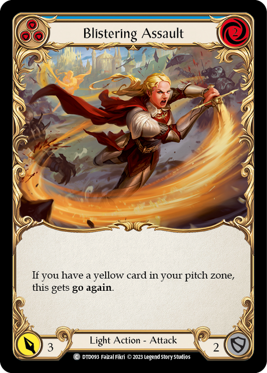 (DTD093) Flesh & Blood TCG Dusk till Dawn Single: Blistering Assault (Blue) (Rainbow Foil)  Common