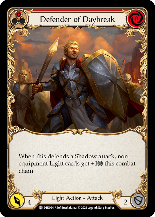 (DTD094) Flesh & Blood TCG Dusk till Dawn Single: Defender of Daybreak (Red) (Regular)  Common