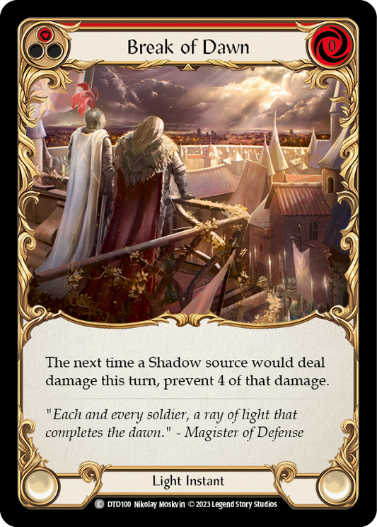 (DTD100) Flesh & Blood TCG Dusk till Dawn Single: Break of Dawn (Red) (Rainbow Foil)  Common