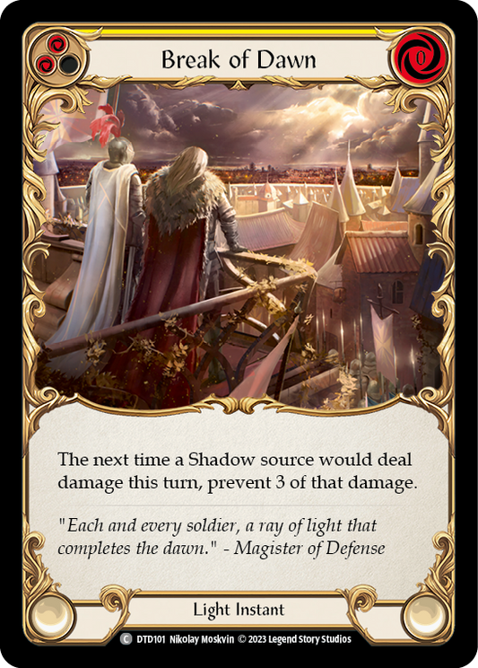 (DTD101) Flesh & Blood TCG Dusk till Dawn Single: Break of Dawn (Yellow) (Rainbow Foil)  Common
