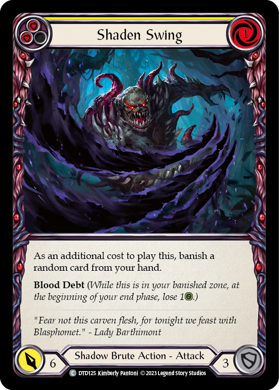 (DTD125) Flesh & Blood TCG Dusk till Dawn Single: Shaden Swing (Yellow) (Regular)  Common