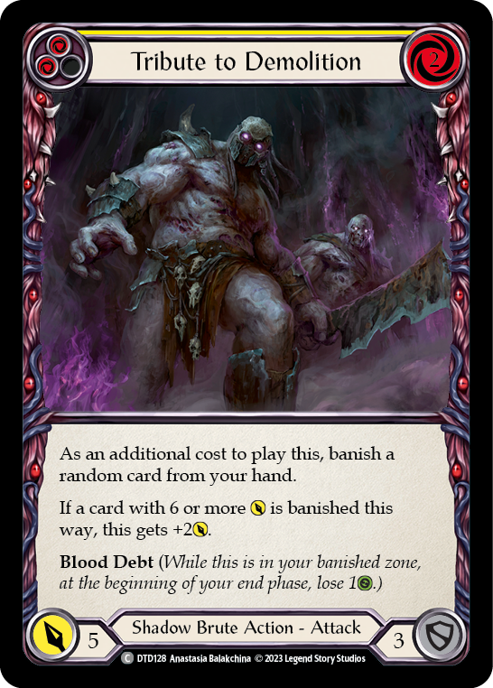 (DTD128) Flesh & Blood TCG Dusk till Dawn Single: Tribute to Demolition (Yellow) (Rainbow Foil)  Common